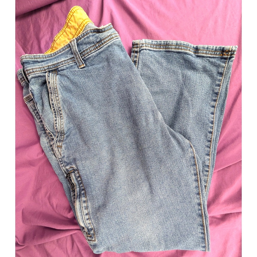 GH Bass & Co Straight Leg Work Jeans 38x29 Blue Faded Heavy Duty Zip Pockets